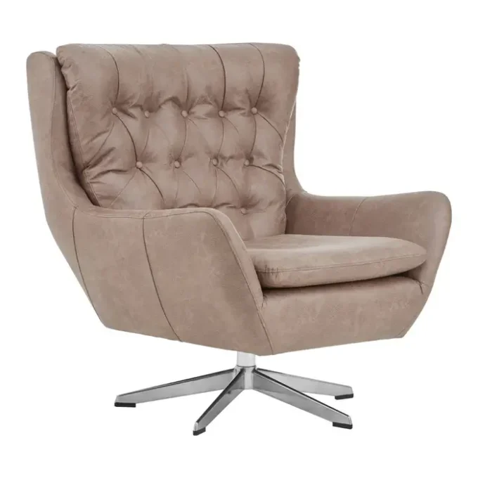 Arnold faux brown leather Armchair1