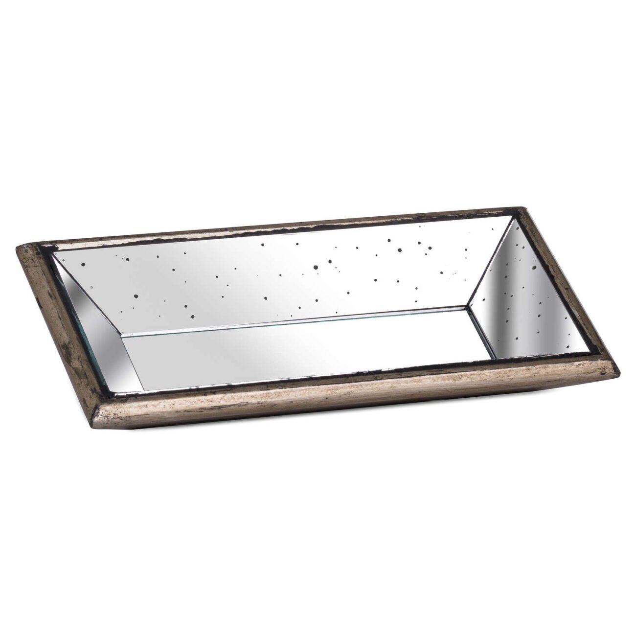 Astor Distressed Mirrored Tray With Wooden Detailing