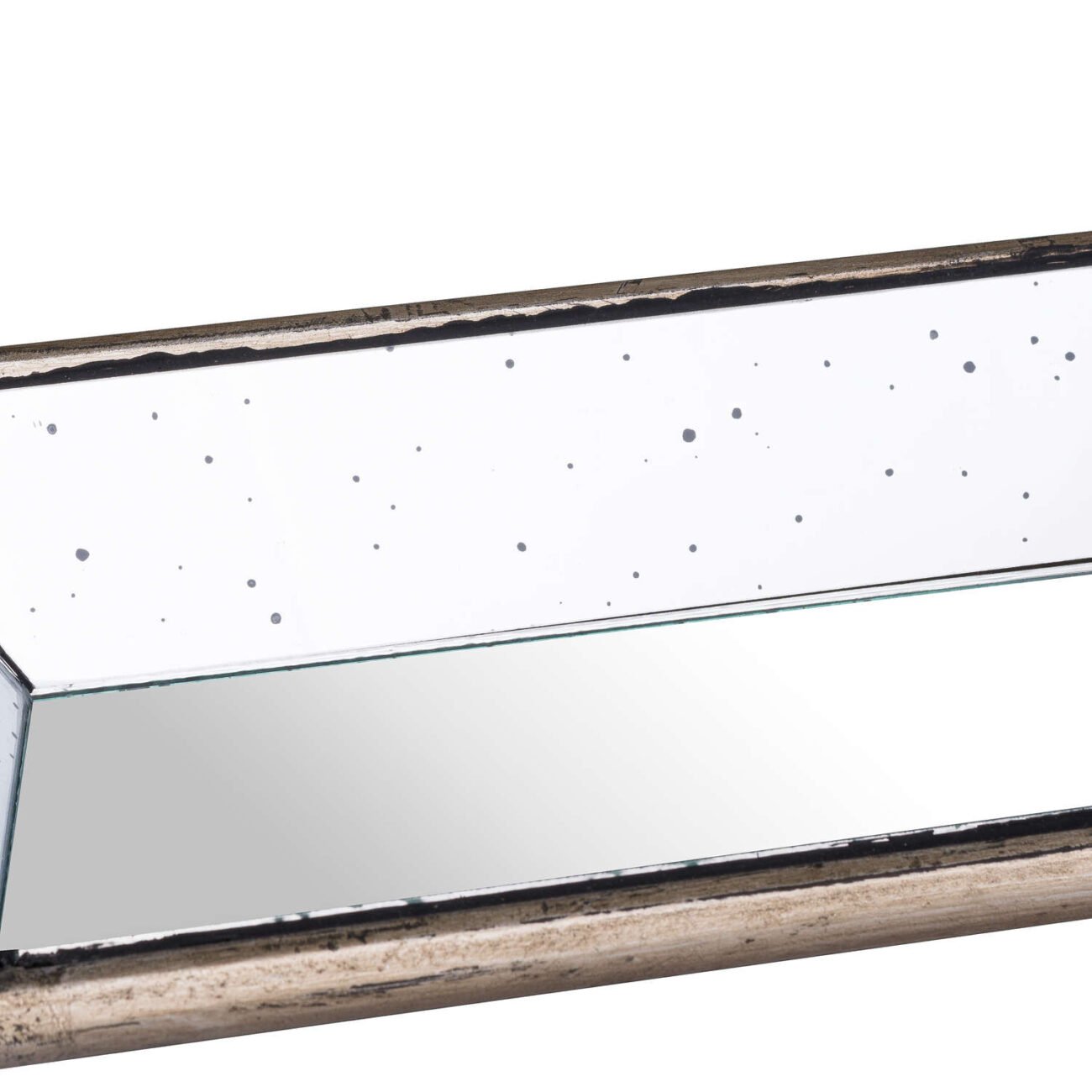 Astor Distressed Mirrored Tray With Wooden Detailing