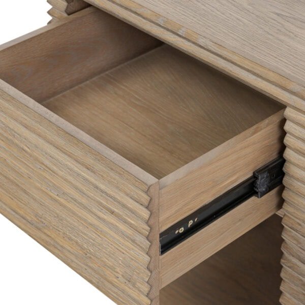 Wickham Ribbed Oak Bedside | 1 Drawer - Image 5
