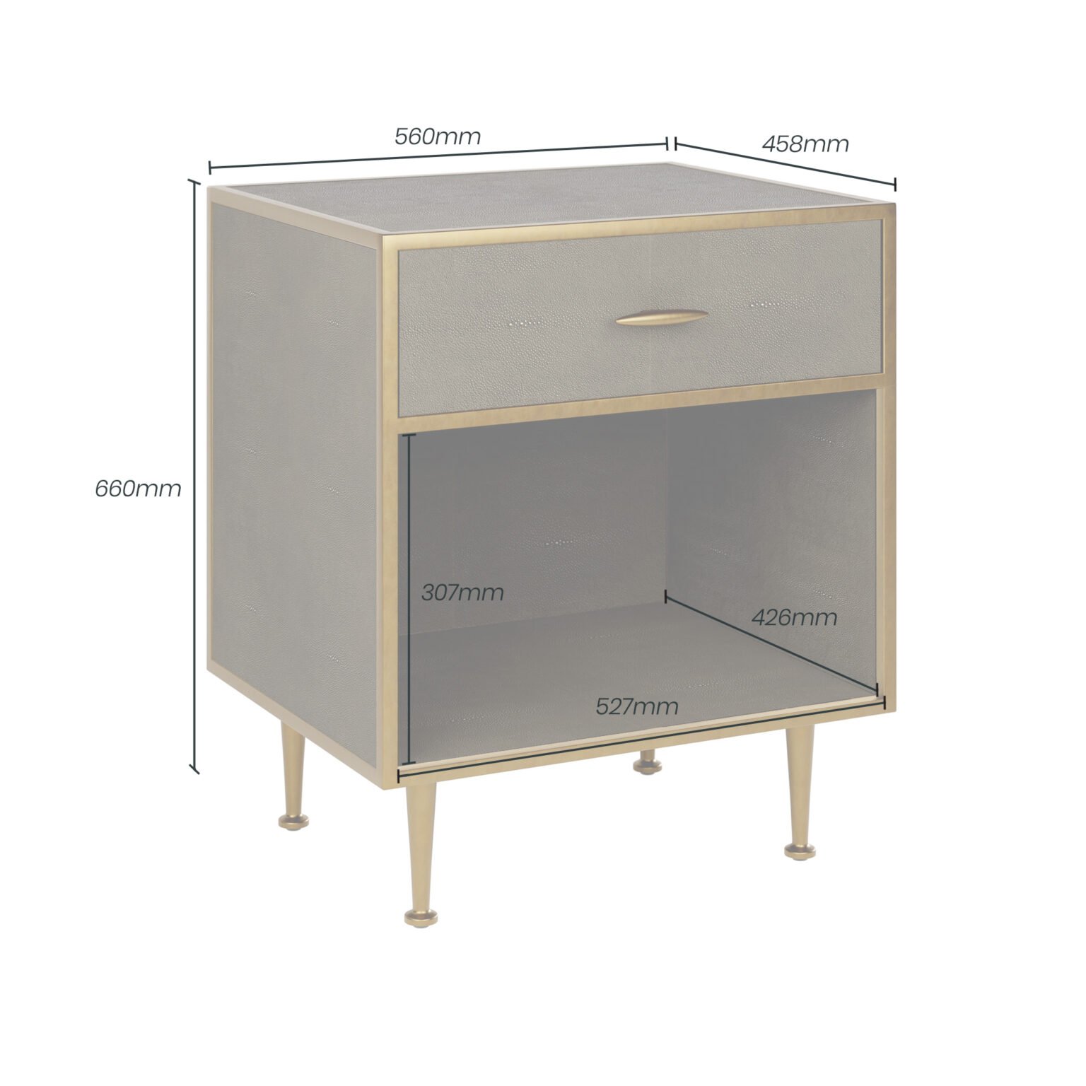 Hampton Bedside Table | Grey Shagreen