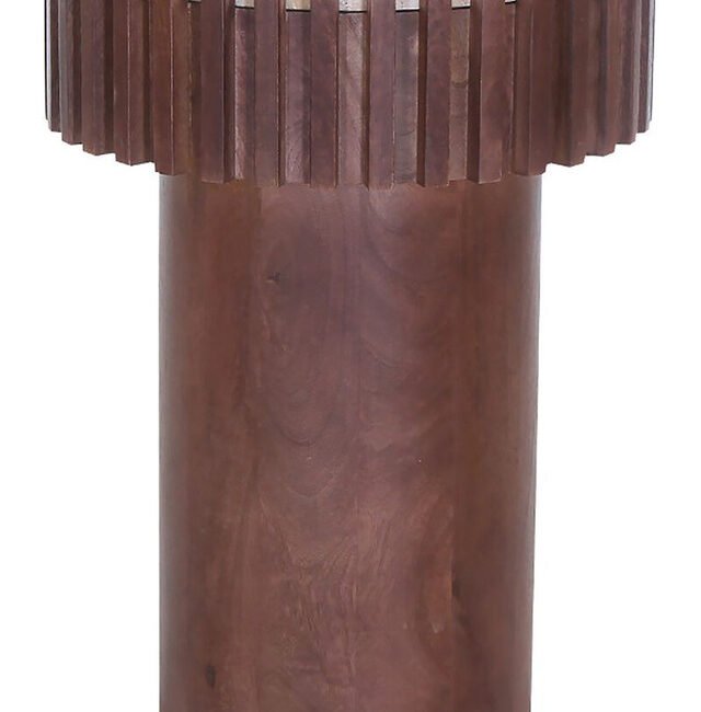 Bibel Round Travertine and Mango Wood Side Table