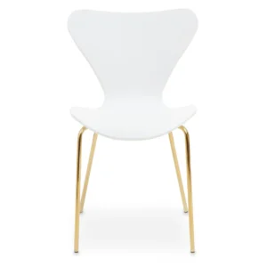 Bathurst Dining Chair With White Seat And Gold Chrome Legs