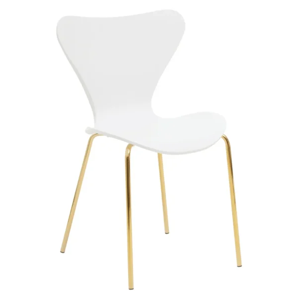 Bathurst Dining Chair With White Seat And Gold Chrome Legs1