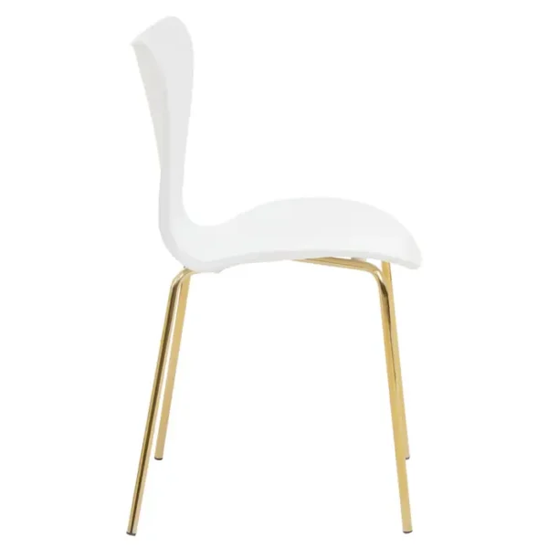 Bathurst Dining Chair With White Seat And Gold Chrome Legs2