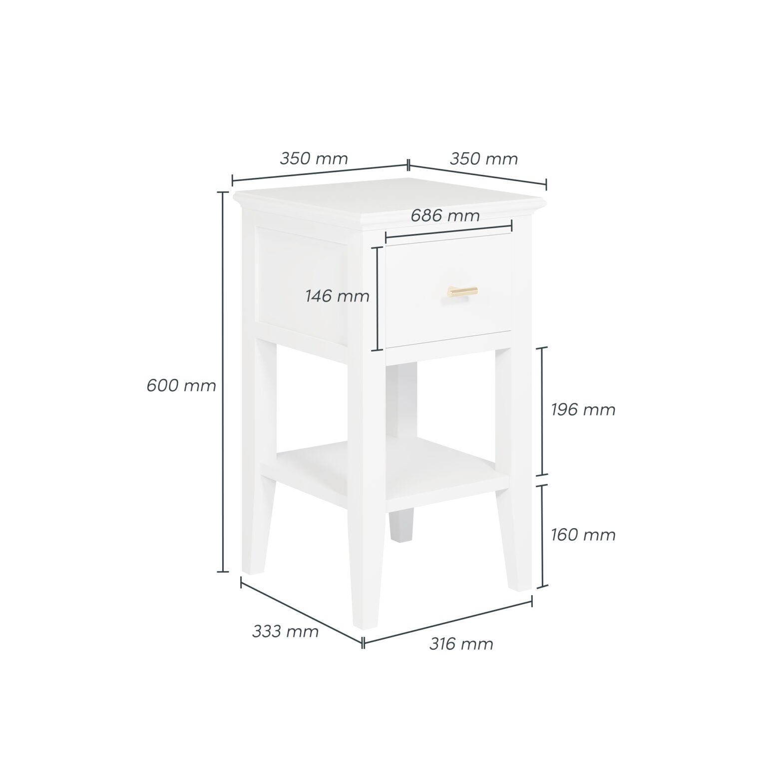 Chilworth Bedside | White Chilworth Bedside | White