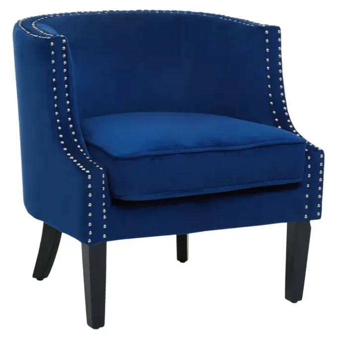 Bexhill Blue Velvet Studded Chair1