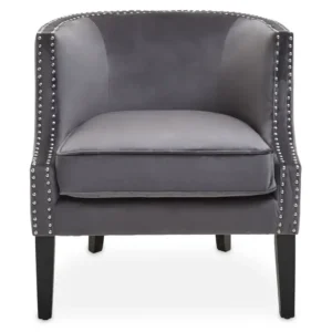 Bexhill Grey Velvet Studded Chair