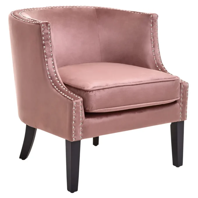 Bexhill Pink Velvet Studded Chair1