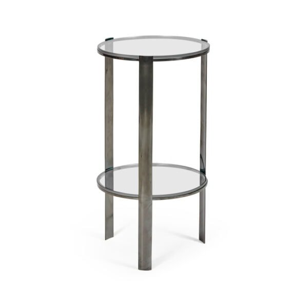 Black Nickel Side Table with Glass Top