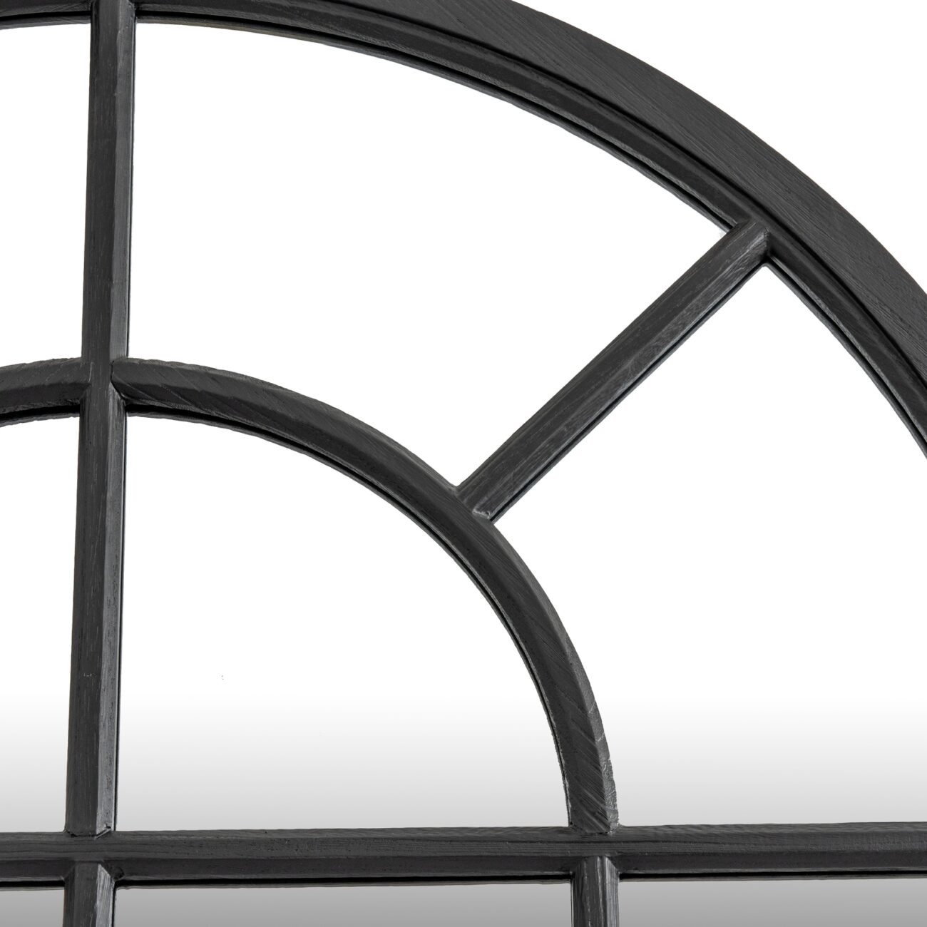 Black Wood Arched Window Mirror