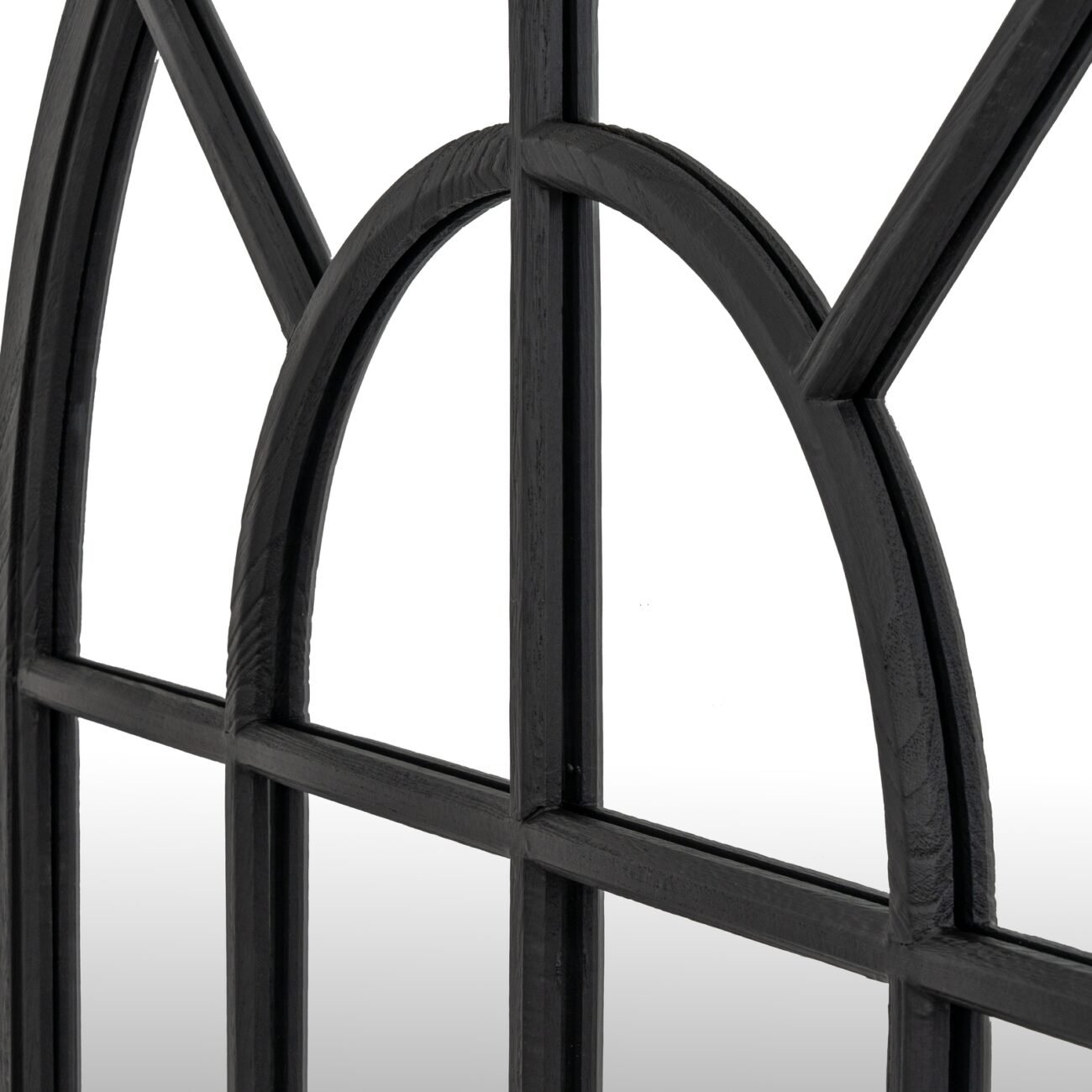Black Wood Arched Window Mirror