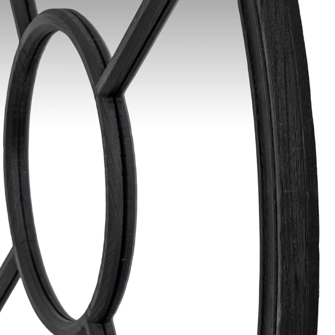 Black Wood Round Window Mirror