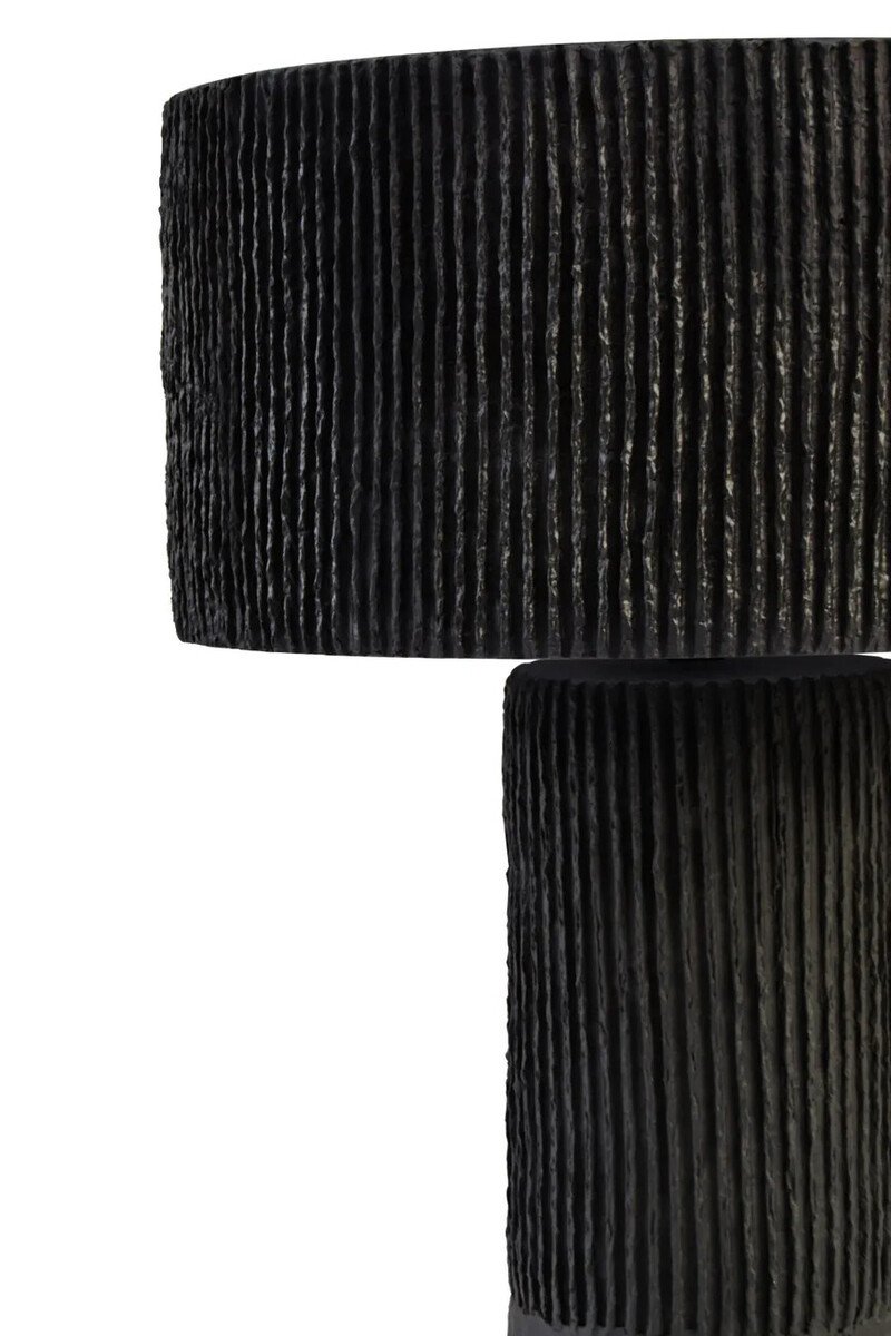 Calvero Black Etched Linear Design Papier Mache Table Lamp Calvero Black Etched Linear Design Papier Mache Table Lamp