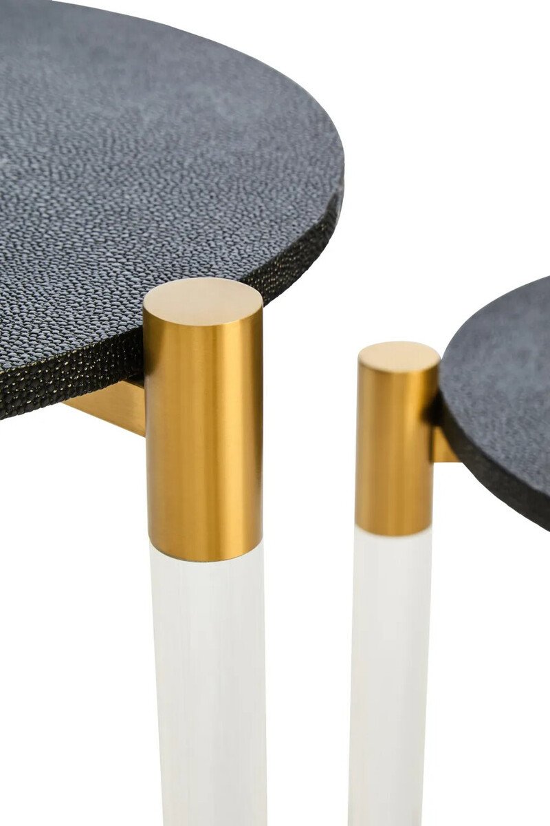 Mardona Set Of Two Black Shagreen Effect Side Tables Mardona Set Of Two Black Shagreen Effect Side Tables
