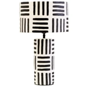 Carter 50cm Black And White Stripe Papier Mache Table Lamp