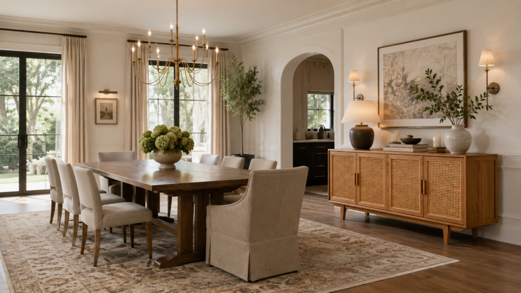 light oak sideboard in modern interior