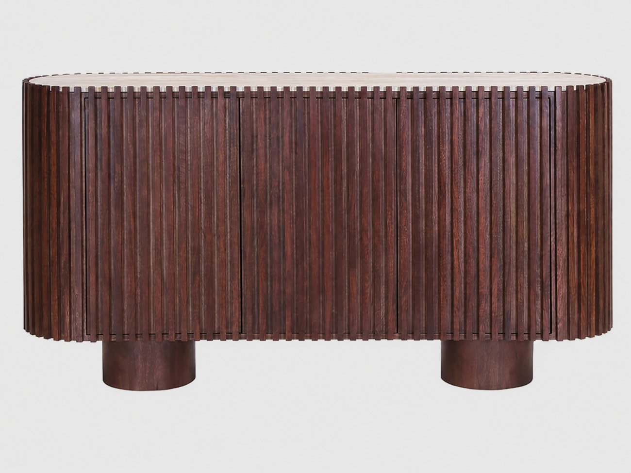 Bibel Travertine and Mango Wood 2 Door Curved Sideboard