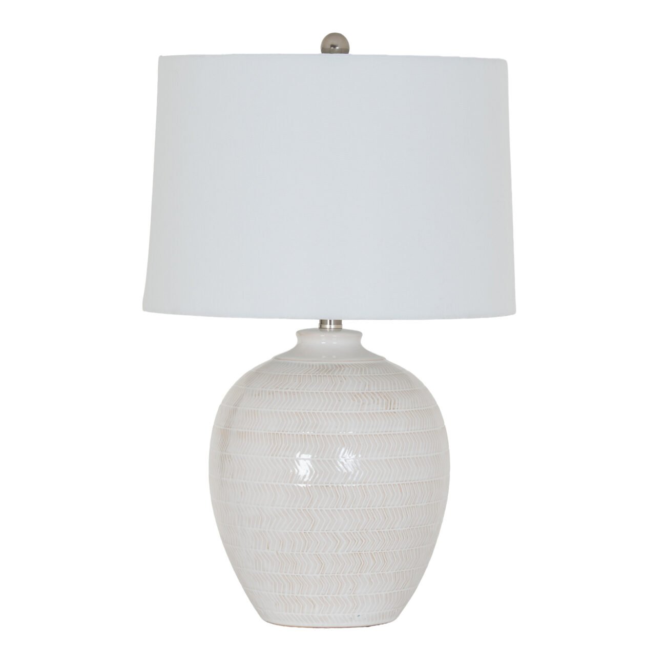 Chevronne Ceramic Table Lamp With Linen Shade Chevronne Ceramic Table Lamp With Linen Shade