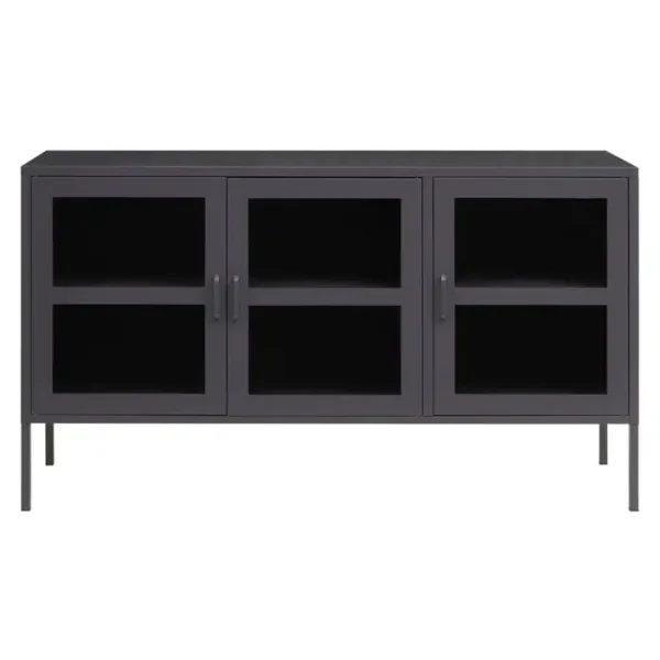 Ciere Three Door Grey Metal Sideboard