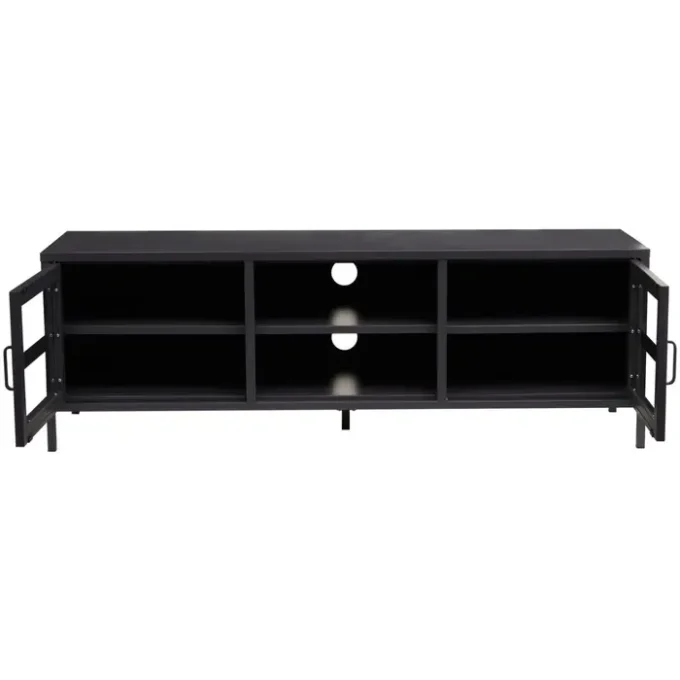 Ciere Two Door Black Metal Media Unit1