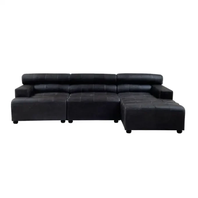Claren Left Arm Leather Chaise1
