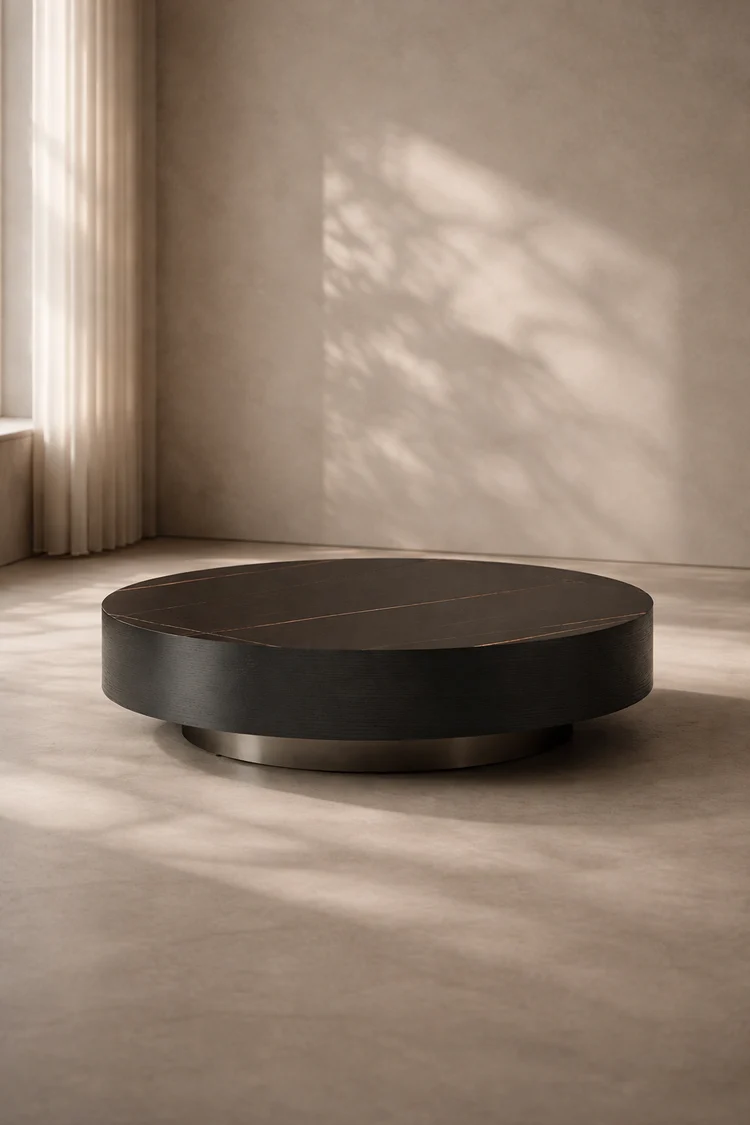 Coin Coffee Table - Black Ceramic Marble Coin Coffee Table - Black Ceramic Marble