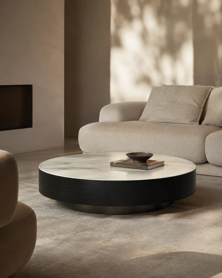 Coin Coffee Table - White Marble Coin Coffee Table - White Marble