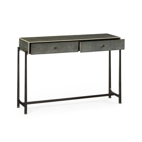 Console Table 1930s in Anthracite Shagreen - Bronze2