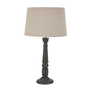 Delaney Grey Bead Candlestick Lamp With Linen Shade