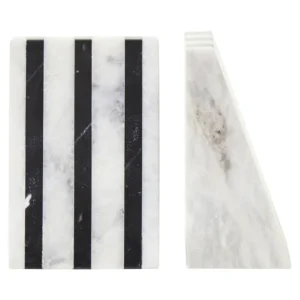 Dina Set of Two Striped White Marble Bookends