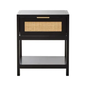 Ermah Black and Natural Bedside Table