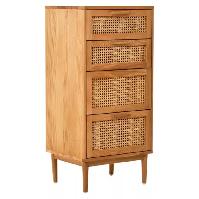 Hather Rattan and Oak Three Drawer Wood Chest1