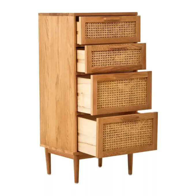 Hather Rattan and Oak Three Drawer Wood Chest2