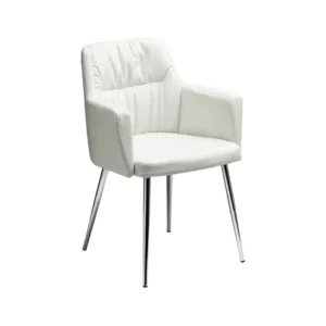 Errik White Leather Effect Chair With Chrome Legs