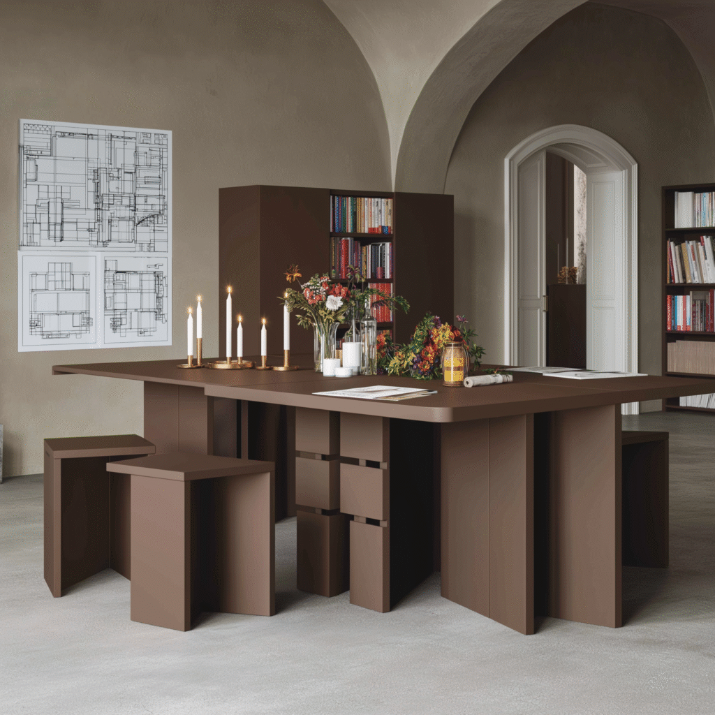 UK home renovation and interior design trends showing a renovated dining room with luxury furniture and statement lighting