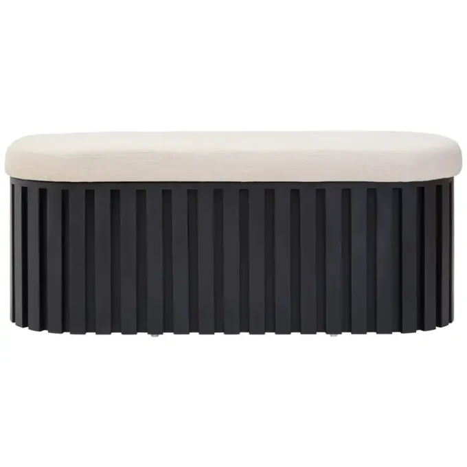 Fandora Ridge Base Mango Wood Black Finish Texture Fabric Bench1