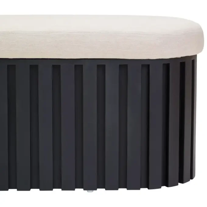 Fandora Ridge Base Mango Wood Black Finish Texture Fabric Bench3