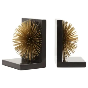 Farnley Set Of Two Gold Finish Starburst Bookends