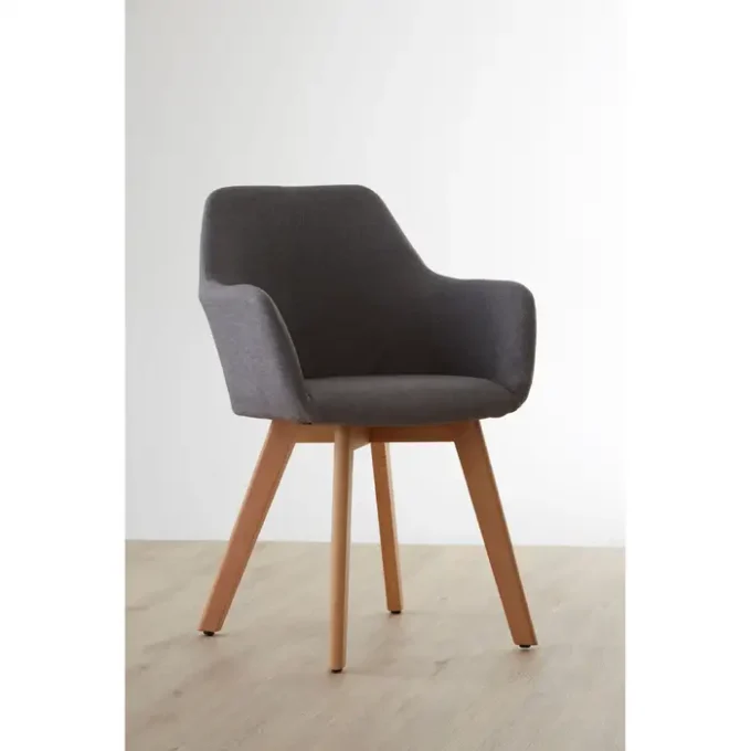 Holm Grey Fabric Chair With Wood Legs1