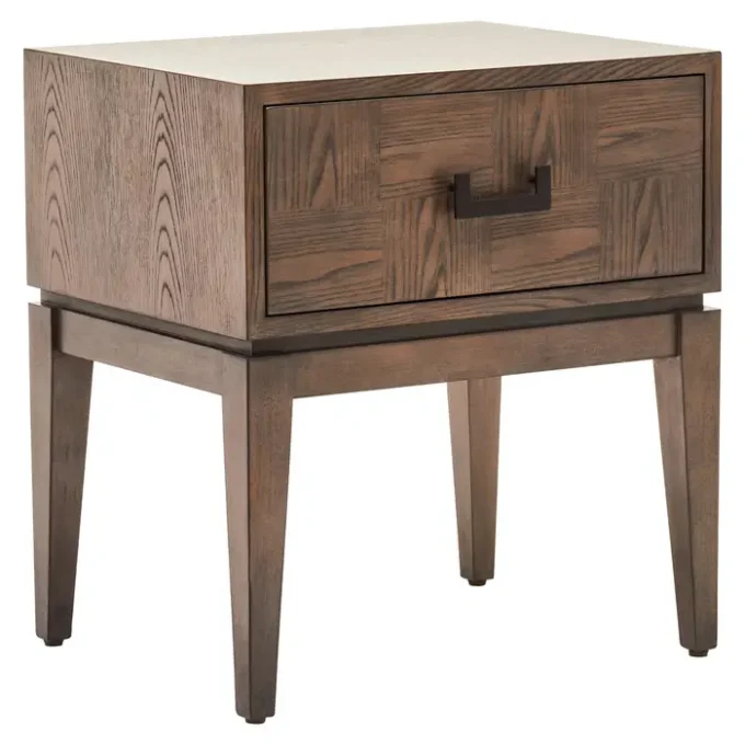 Imario One Drawer Antique Grey Side Table1