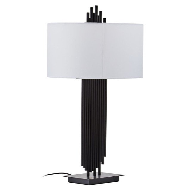 Imperia Black Table Lamp with White Linen Shade Imperia Black Table Lamp with White Linen Shade