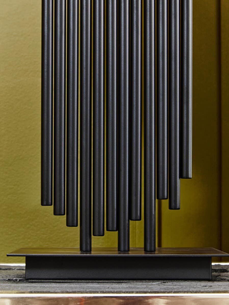 Imperia Black Table Lamp with White Linen Shade Imperia Black Table Lamp with White Linen Shade