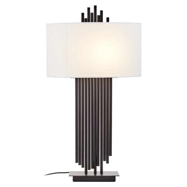 Imperia Black Table Lamp with White Linen Shade Imperia Black Table Lamp with White Linen Shade