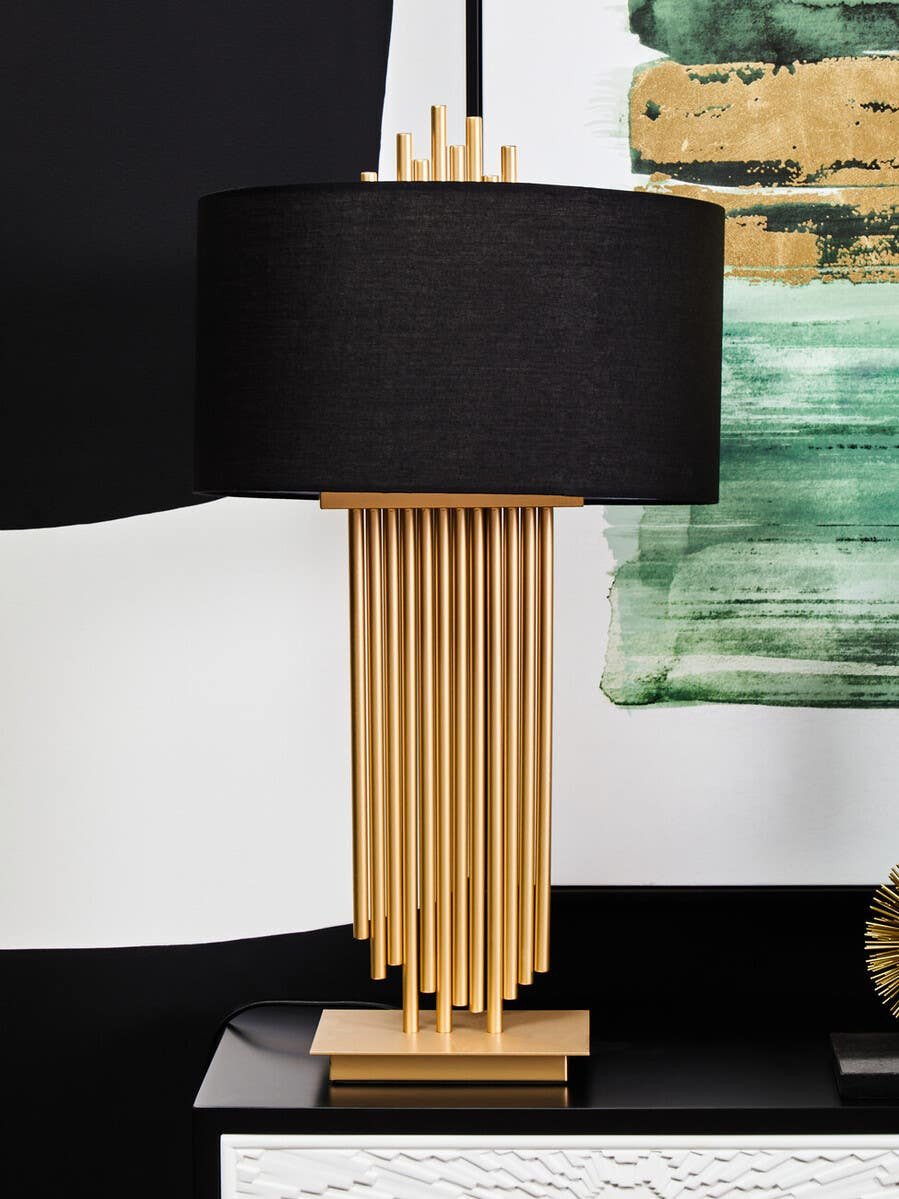 Imperia Gold Table Lamp with Black Linen Shade Imperia Gold Table Lamp with Black Linen Shade