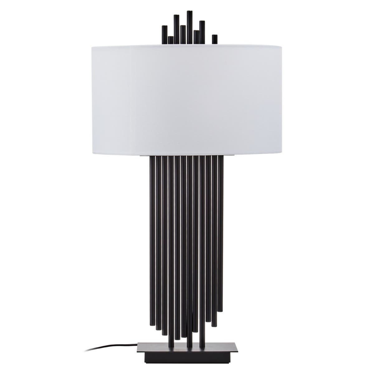 Imperia Black Table Lamp with White Linen Shade Imperia Black Table Lamp with White Linen Shade