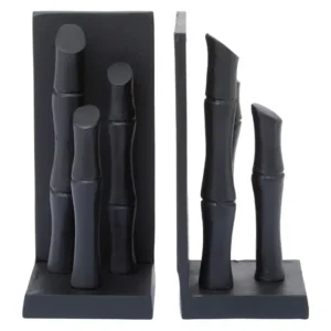 Kew Set Of Two Black Finish Bamboo Effect Bookends