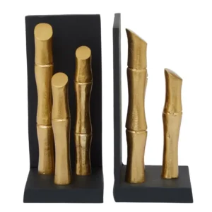 Kew Set Of Two Gold Finish Bamboo Effect Bookends