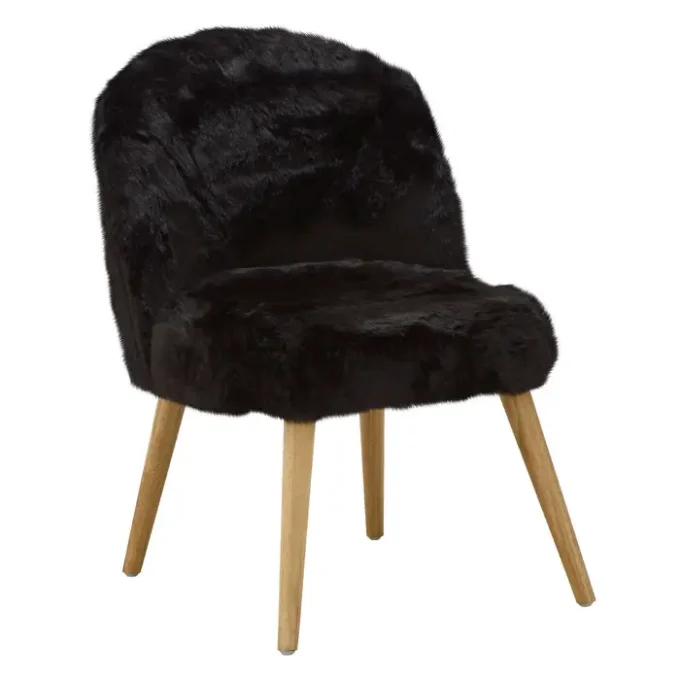 Krentin Black Fur Effect Chair1