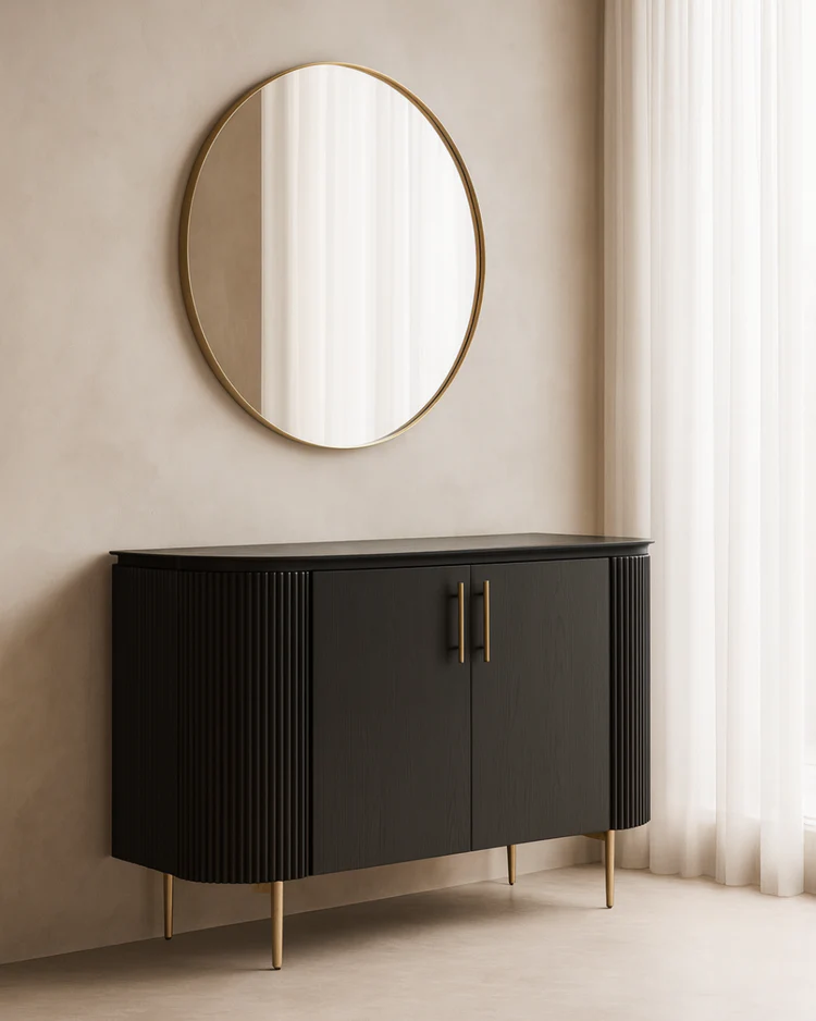 Lantine 2 Door Cabinet - Black Oak & Brass Lantine 2 Door Cabinet - Black Oak & Brass